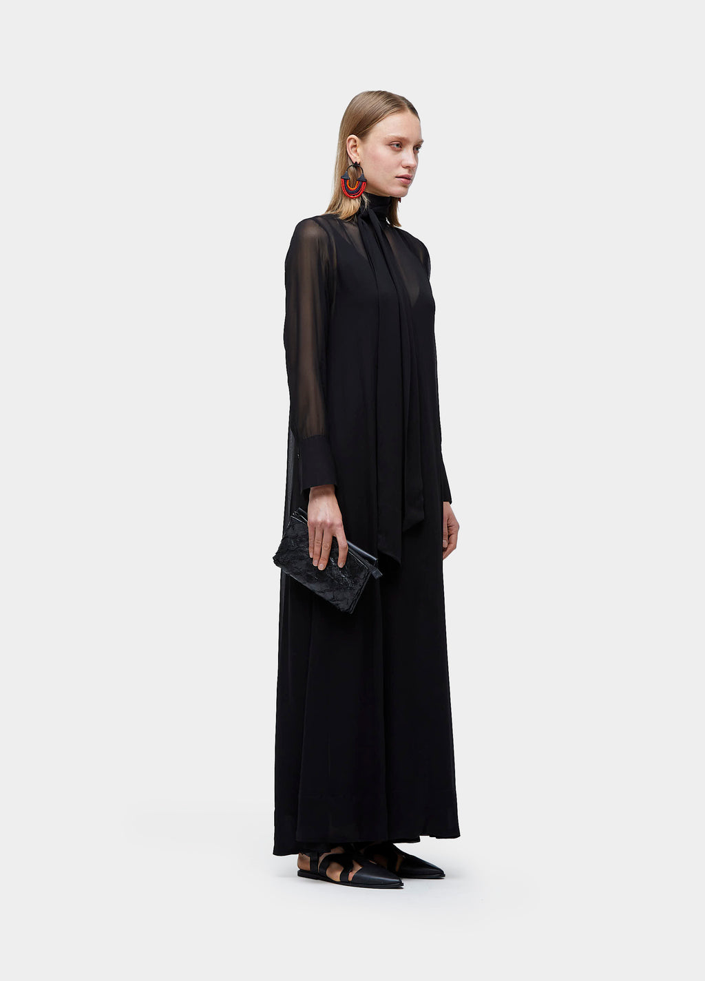 LONG SLEEVE LONG DRESS WITH COLLAR