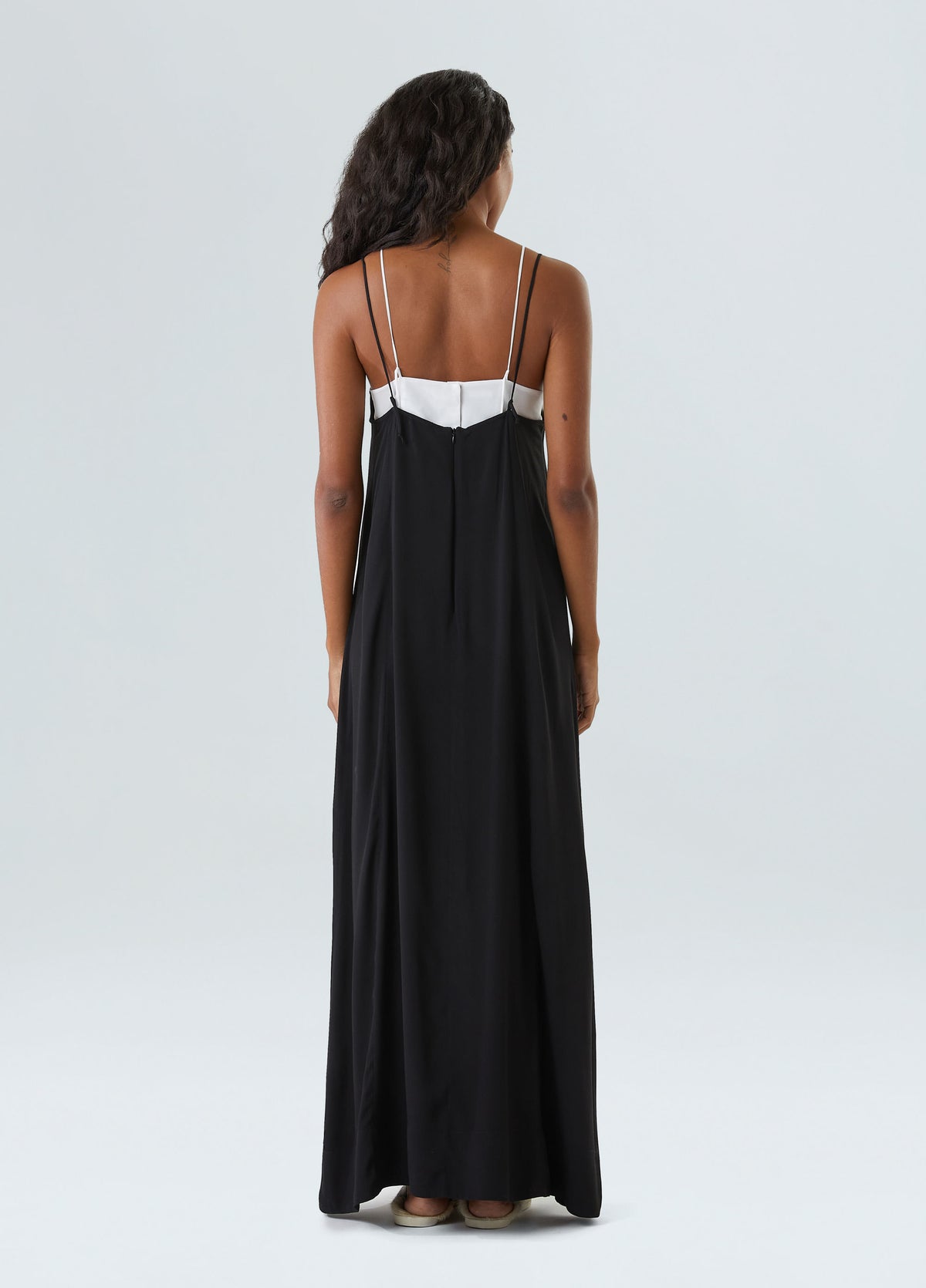 OVERLAY STRAP MIDI DRESS