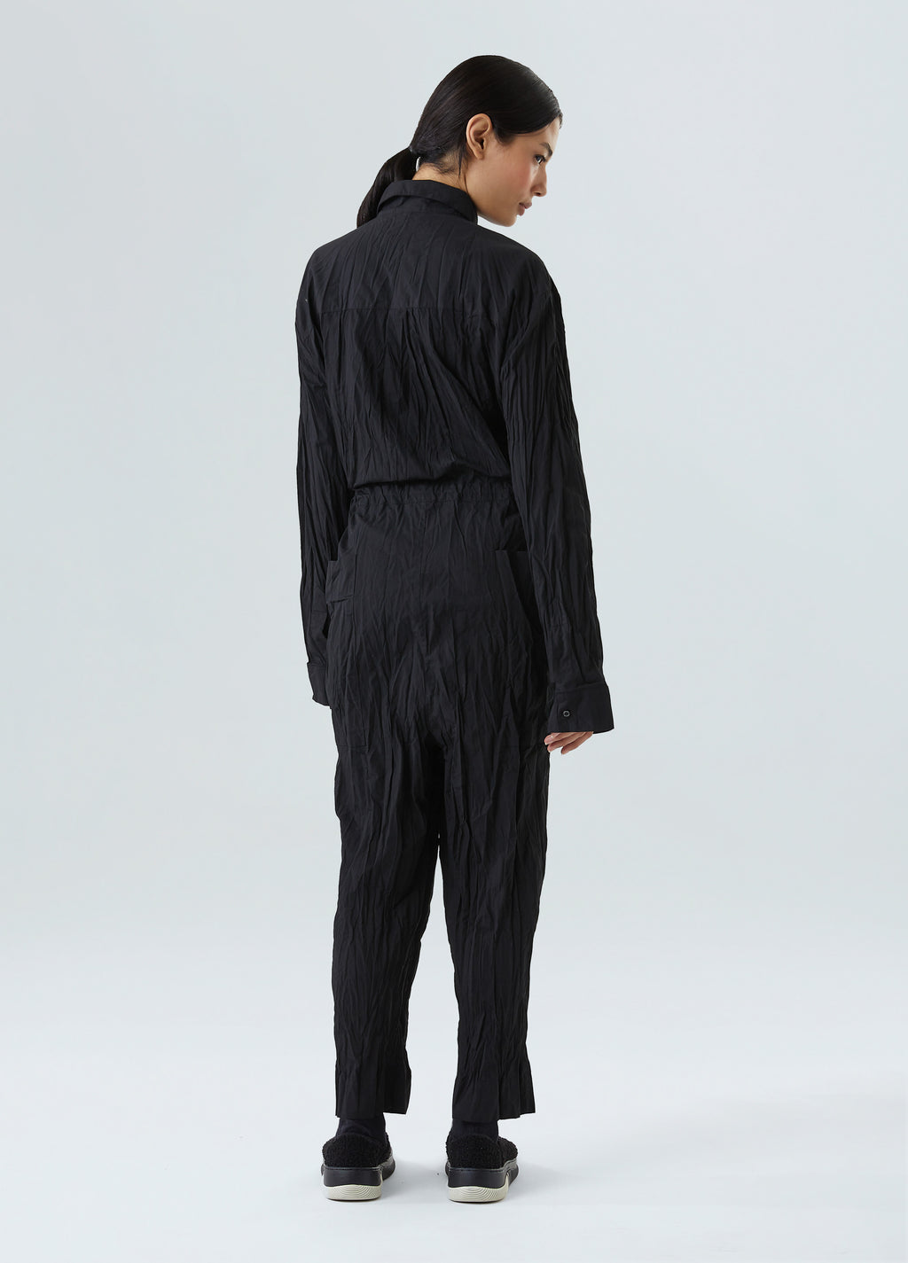 LONG SLEEVE WRINKLED TRICOLINE JUMPSUIT