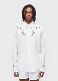 MEN'S LIGHT OFF-WHITE LINEN DAISY LONG-SLEEVED SHIRT
