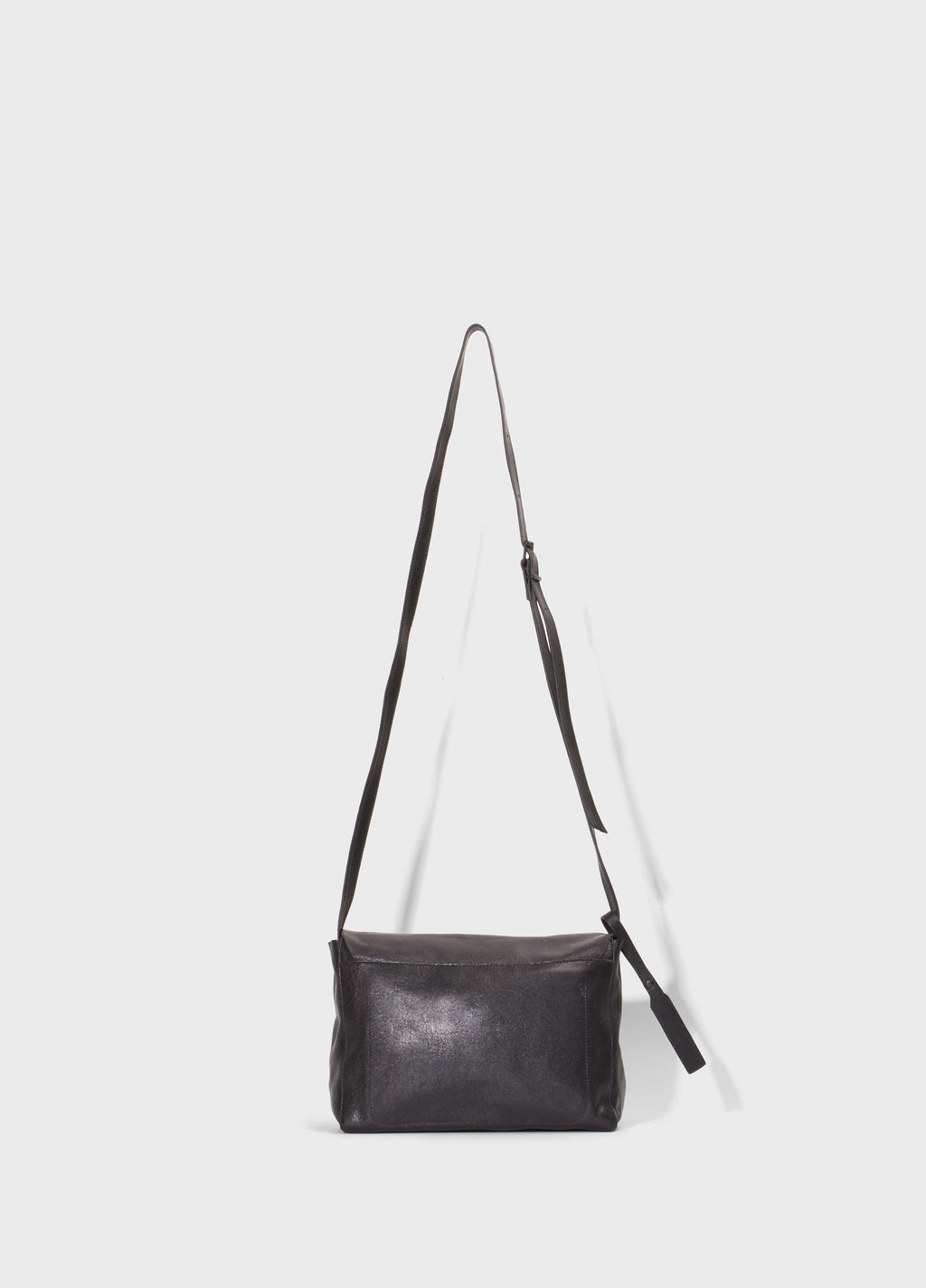 SMALL LEATHER CROSSBODY E-BASICS BAG BLACK