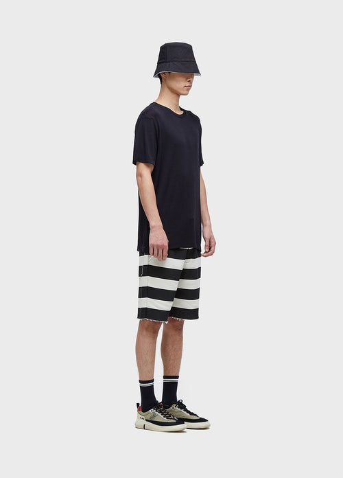 STRIPED FLEECE CASUAL SHORTS