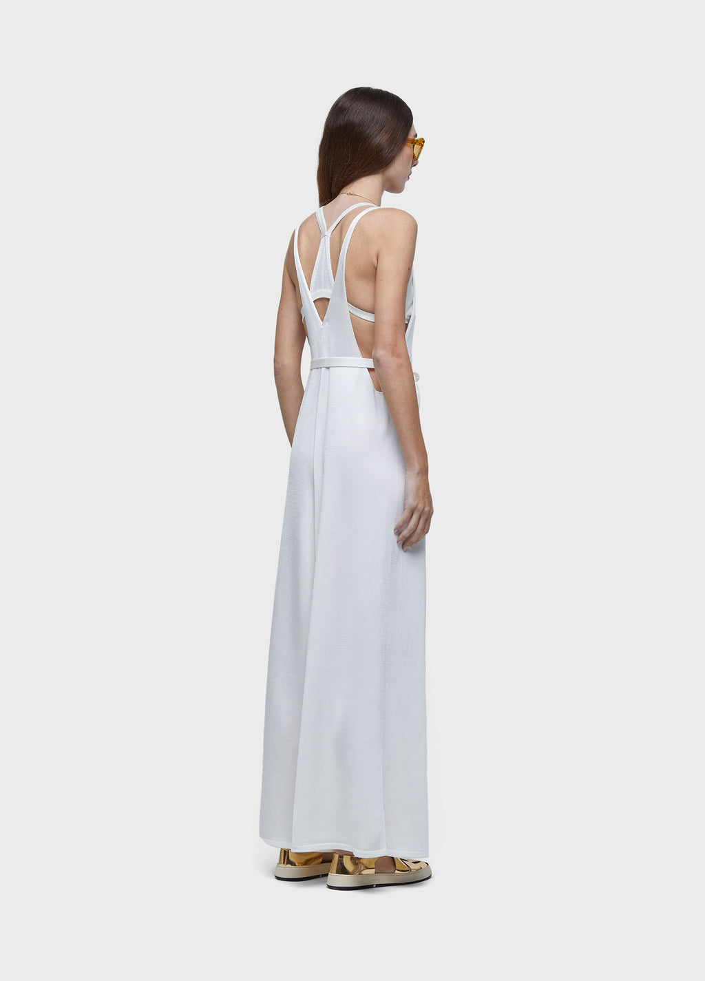 RAYON RACERBACK JUMPSUIT WITH TIE