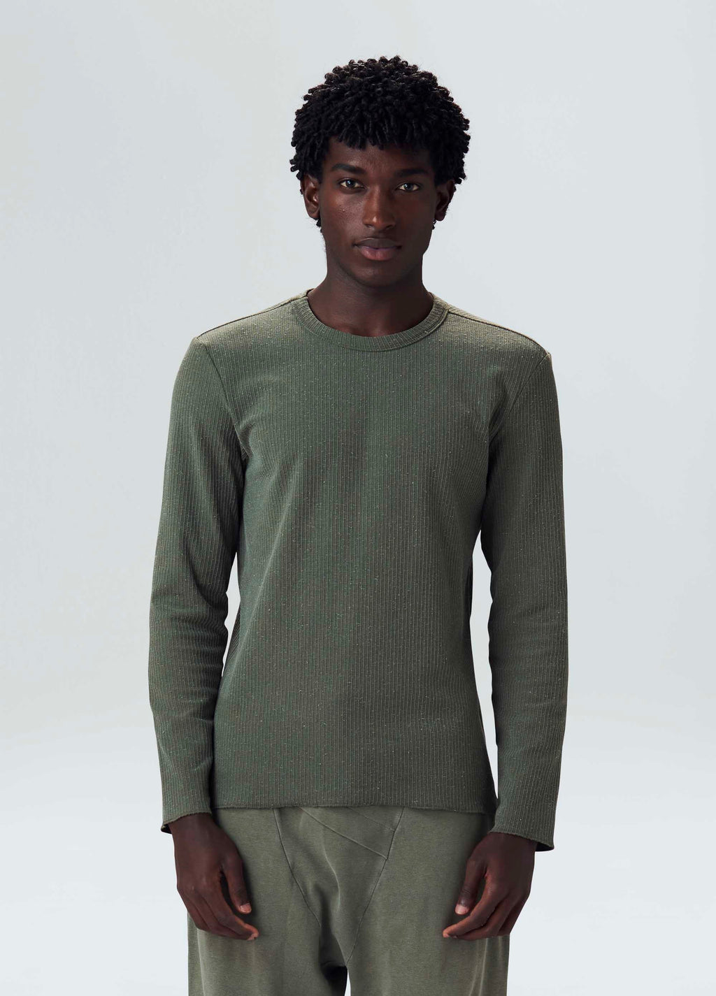RIB KNIT LONG SLEEVE T-SHIRT