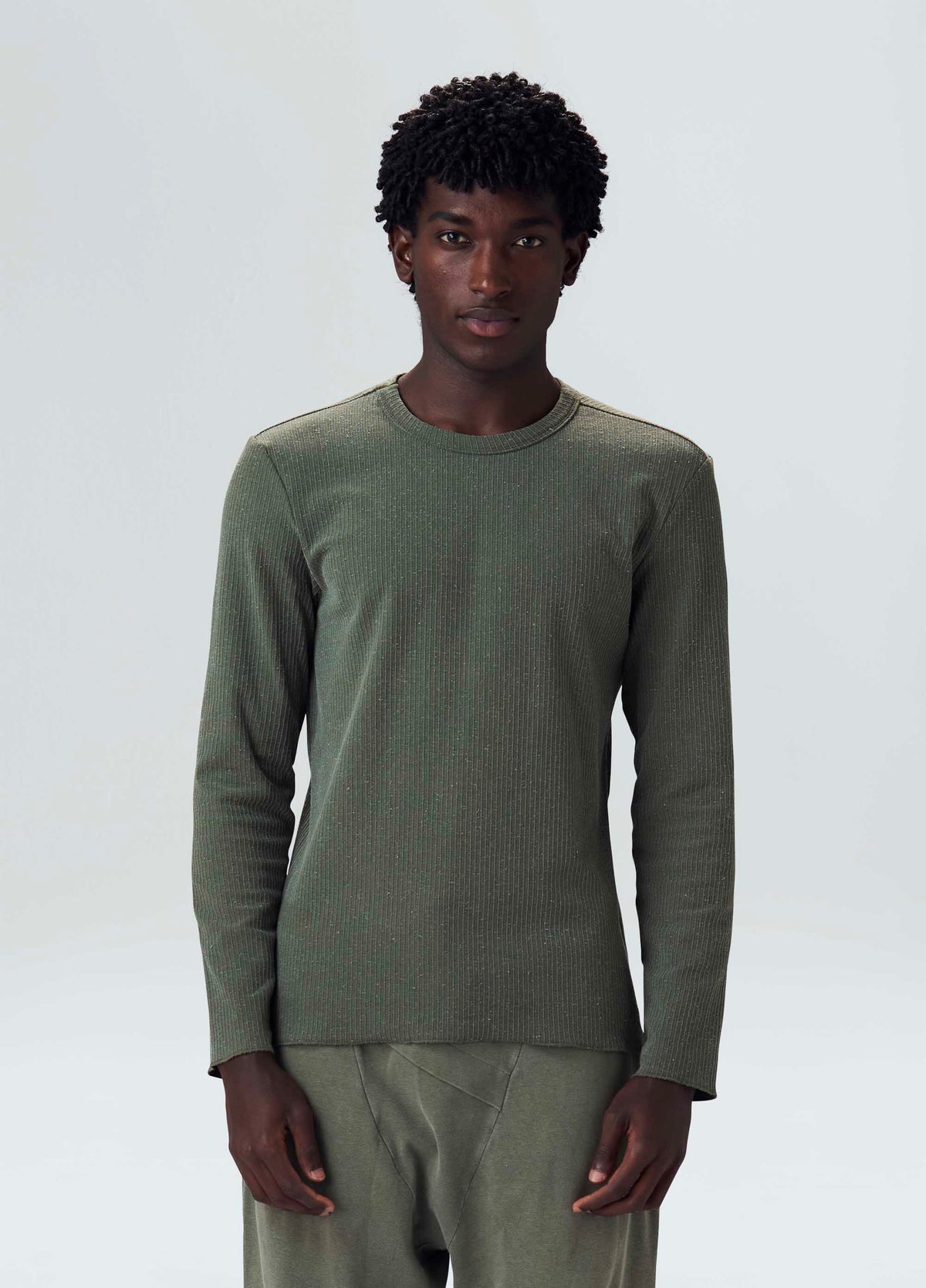 RIB KNIT LONG SLEEVE T-SHIRT