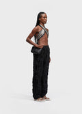 PLEATED TEXTURED TROUSERS