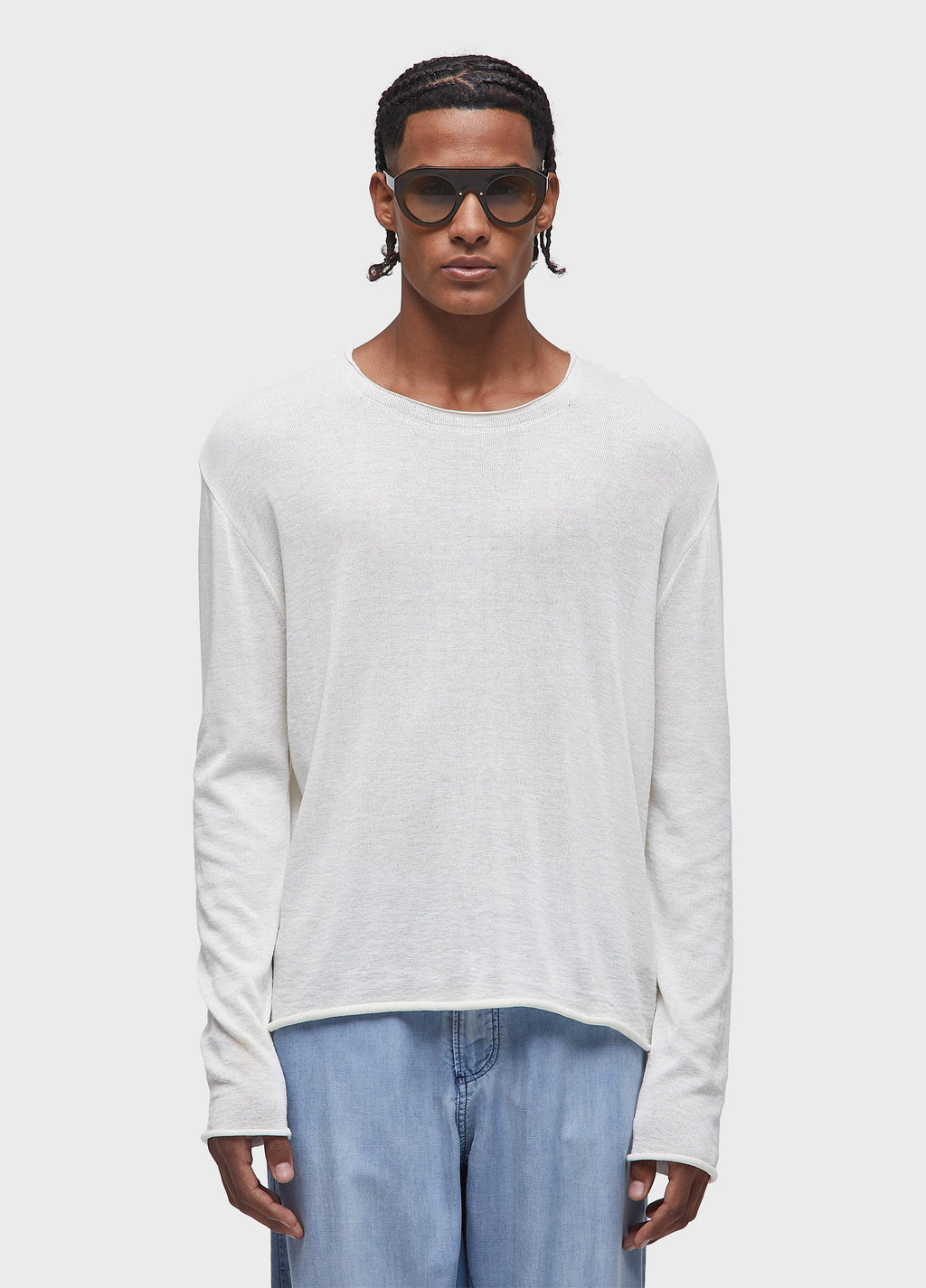 KNITTED LONG-SLEEVE LINEN SHIRT