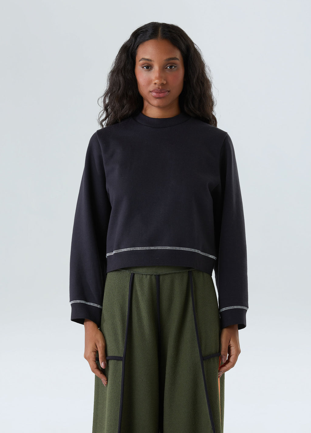 TOPSTITCHED JACKET WITH WIDE SLEEVES