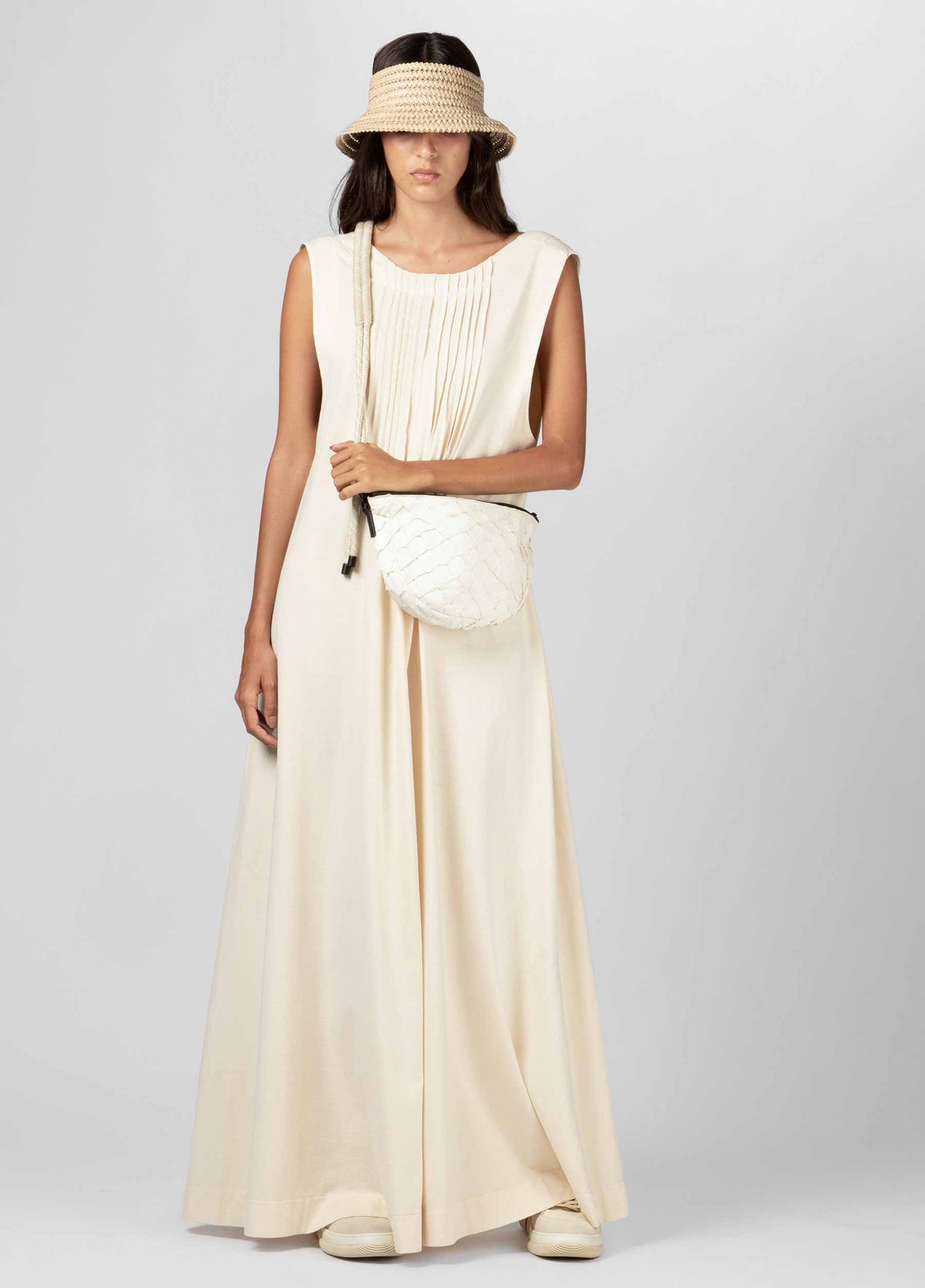 PLEATED SLEEVELESS DRESS