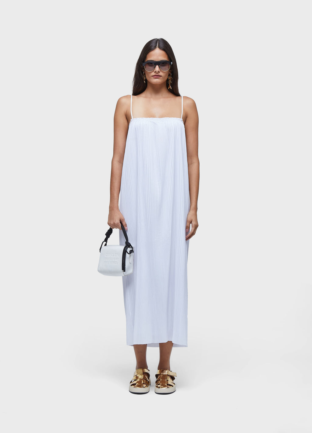 PLEATED STRAPPY DRESS