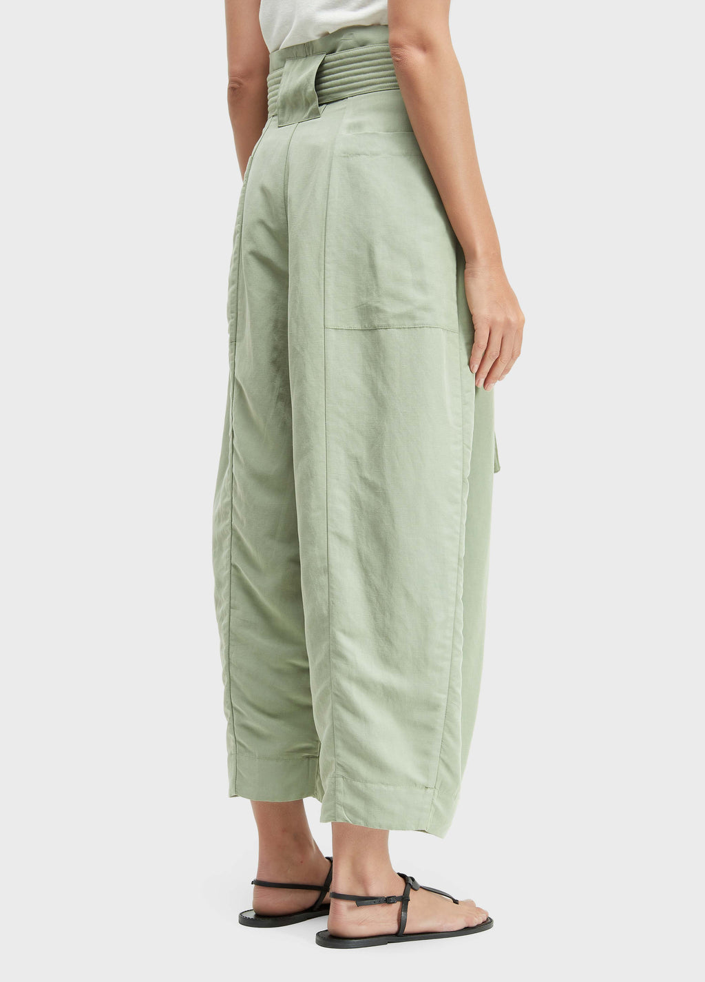 LINEN TOPSTITCH TROUSERS