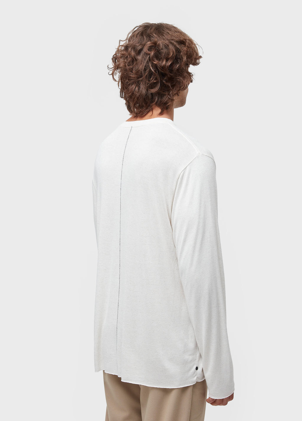 T-SHIRT WITH LINEN LOOK AND LONG SLEEVES