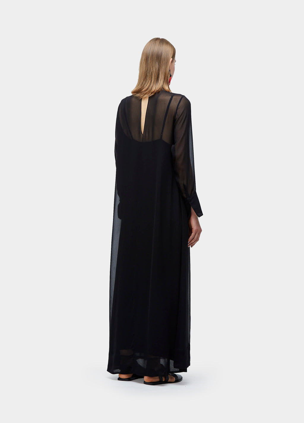 LONG SLEEVE LONG DRESS WITH COLLAR
