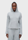 FRAYED HOODED KNIT CARDIGAN