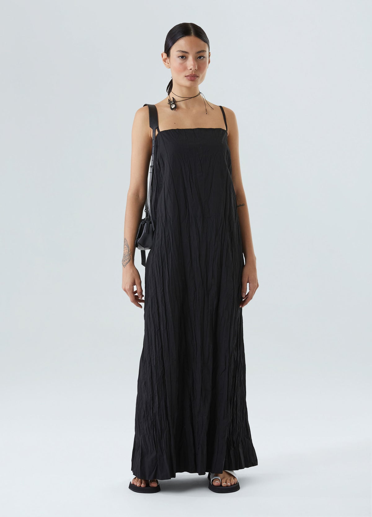 PLEATED MIDI DRESS