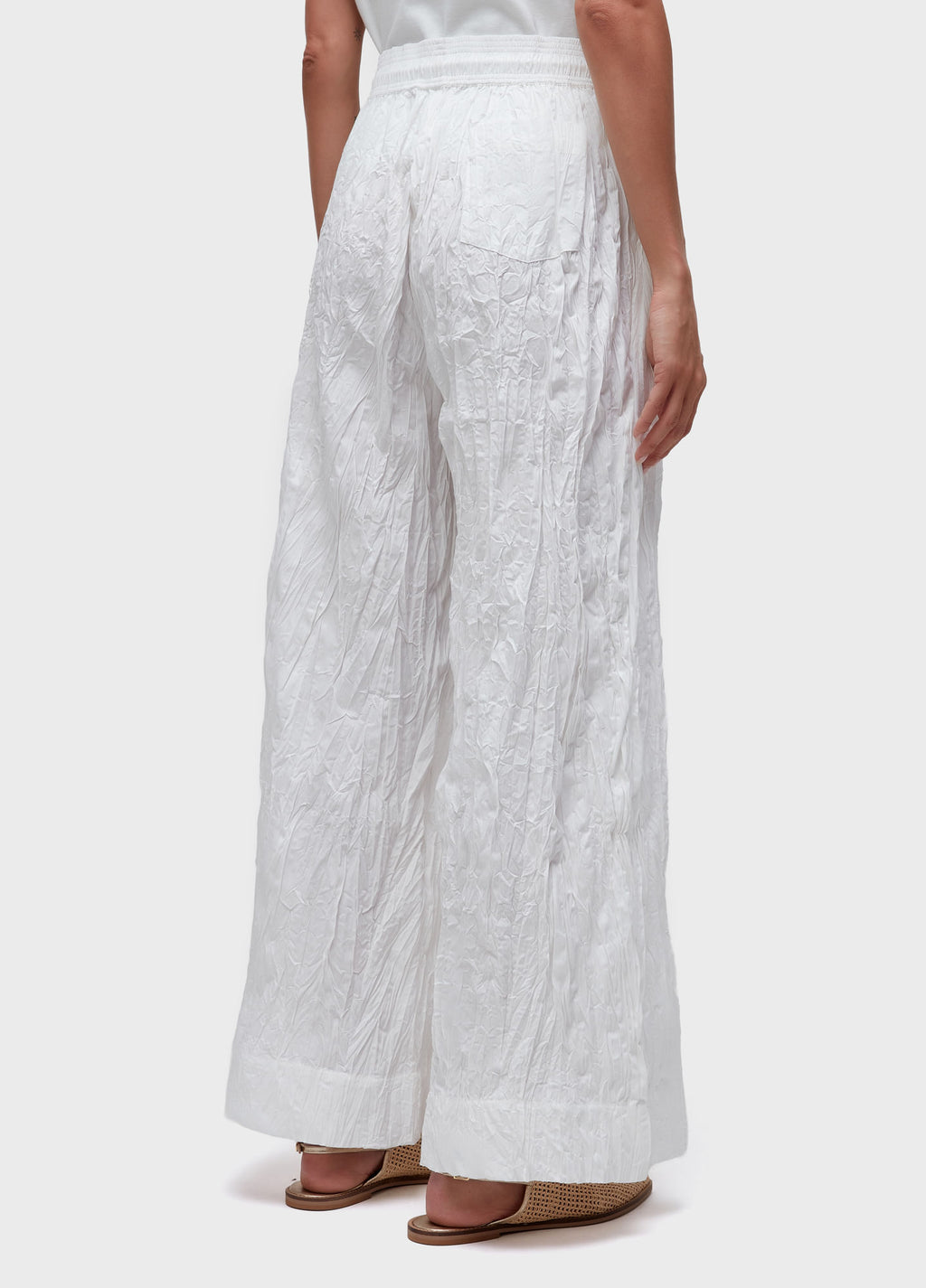 WRINKLE TRICOLINE STRAIGHT-LEG PANTS