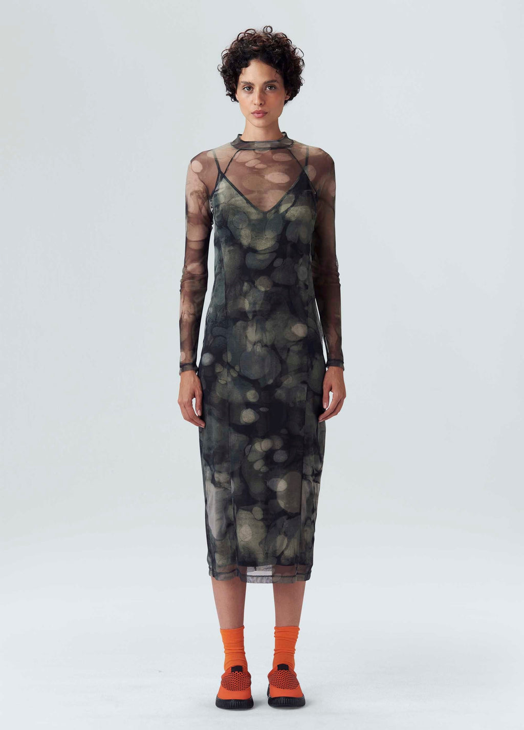 FUNGUS TULLE LONG SLEEVE DRESS