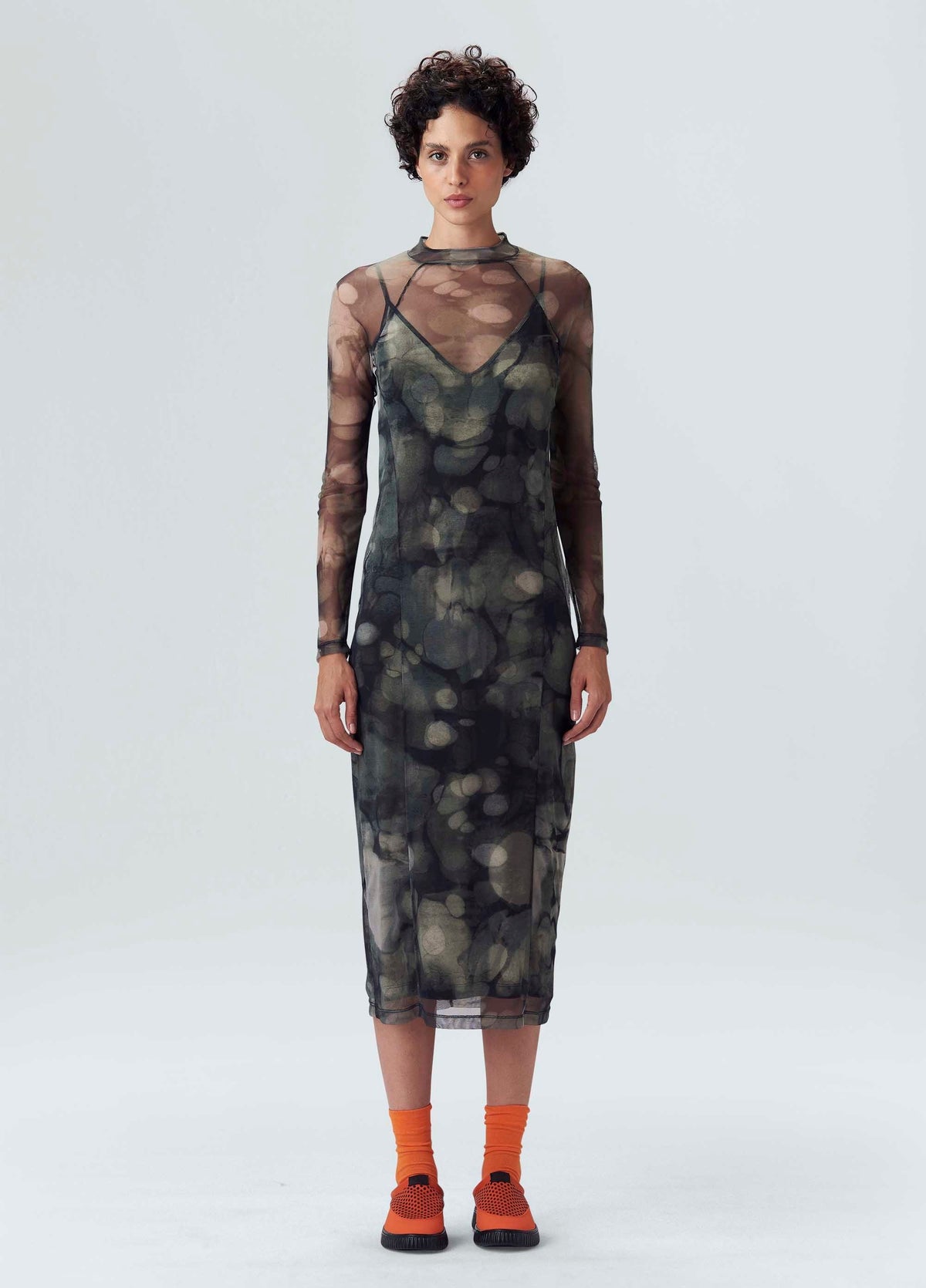 FUNGUS TULLE LONG SLEEVE DRESS