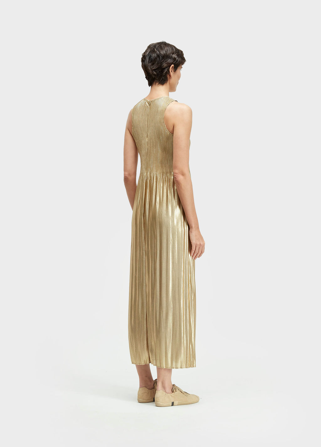 VESTIDO ACINTURADO SLEEVELESS PLISSADO