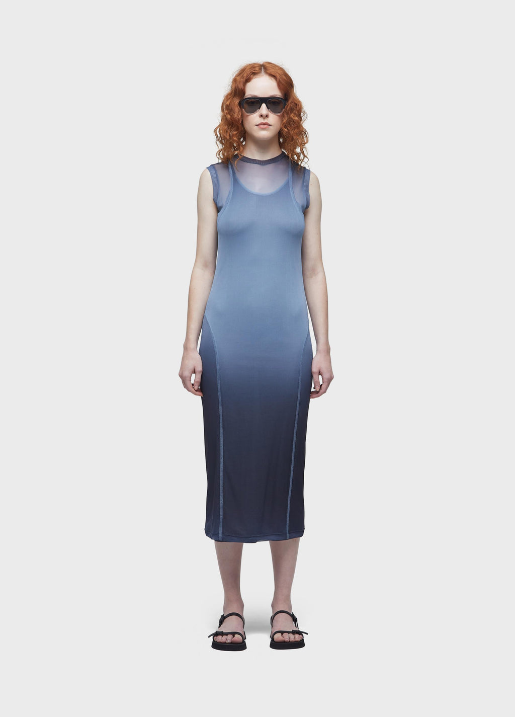 OMBRE TULLE LONG-SLEEVED DRESS