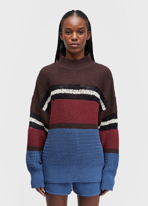 KNIT LONG SLEEVE BLOUSE CABINET STRIPES