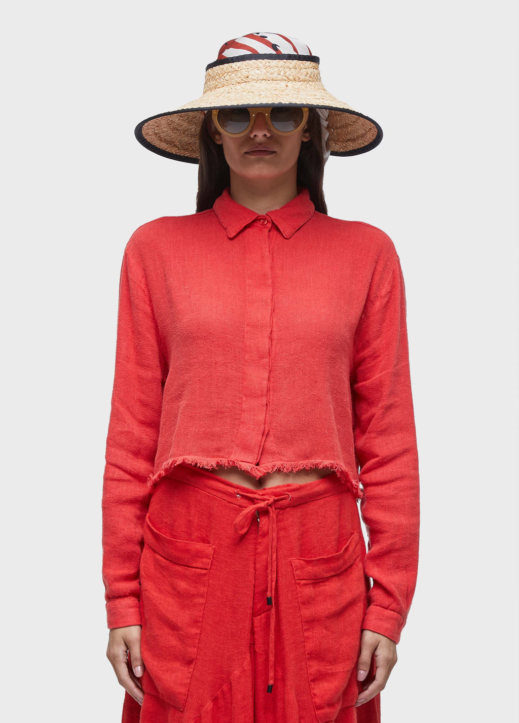 RECYCLED LINEN CROPPED SHIRT