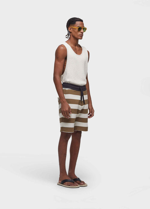 STRIPED FLEECE CASUAL SHORTS