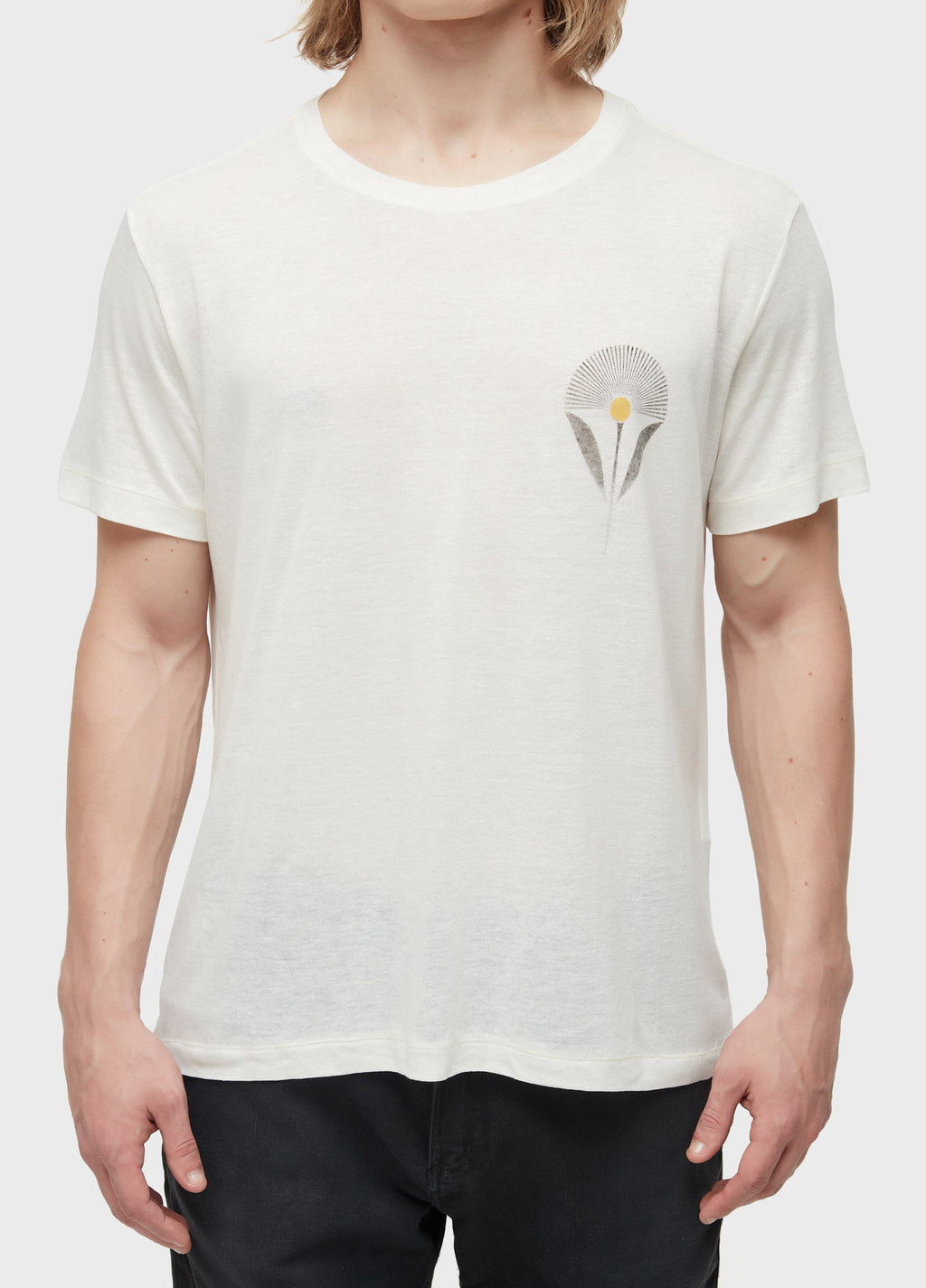 T-SHIRT LIGHT LINEN FLOWER SUN SHORT SLEEVE