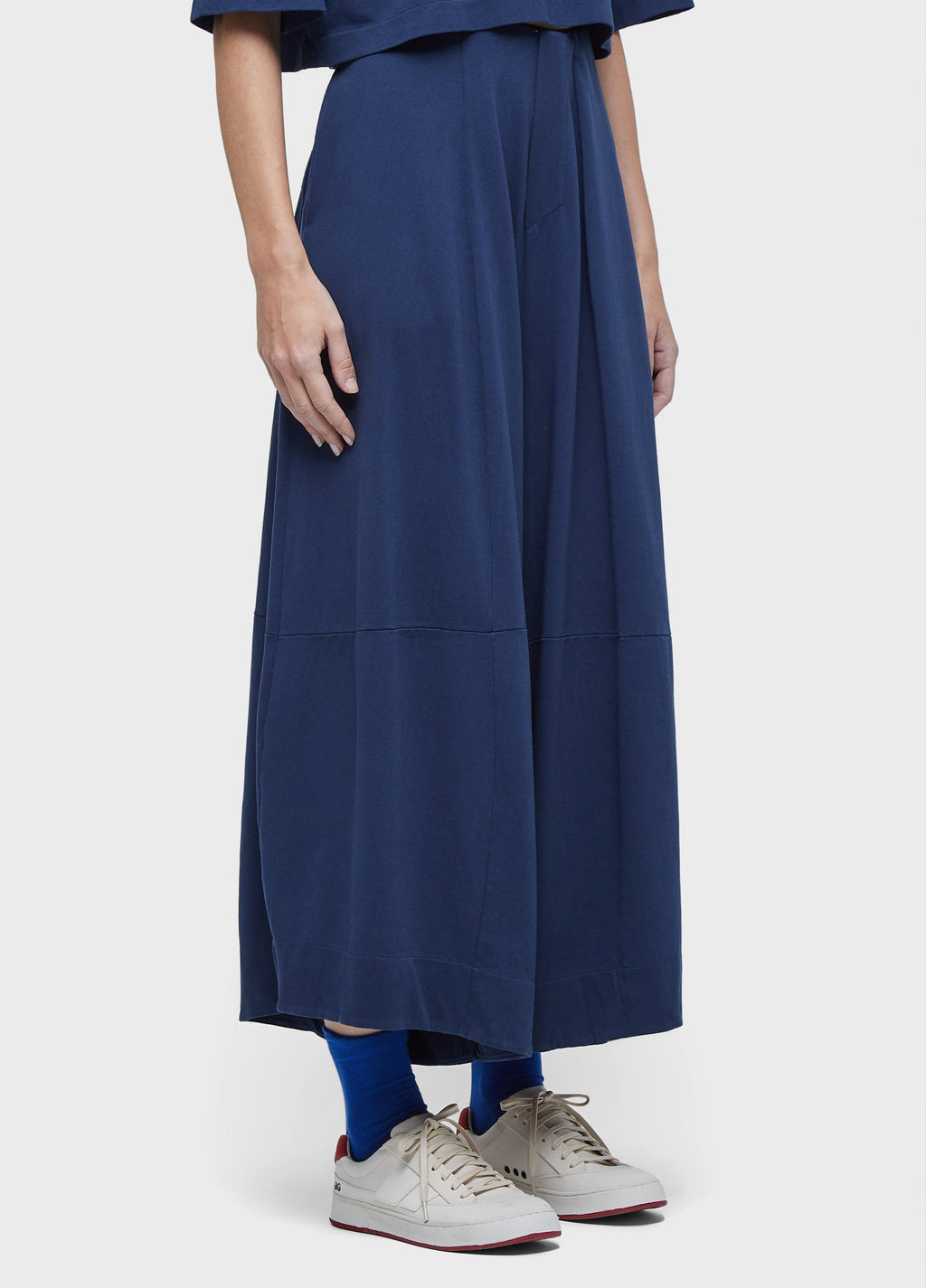 NAVY WIDE-LEG PANTS