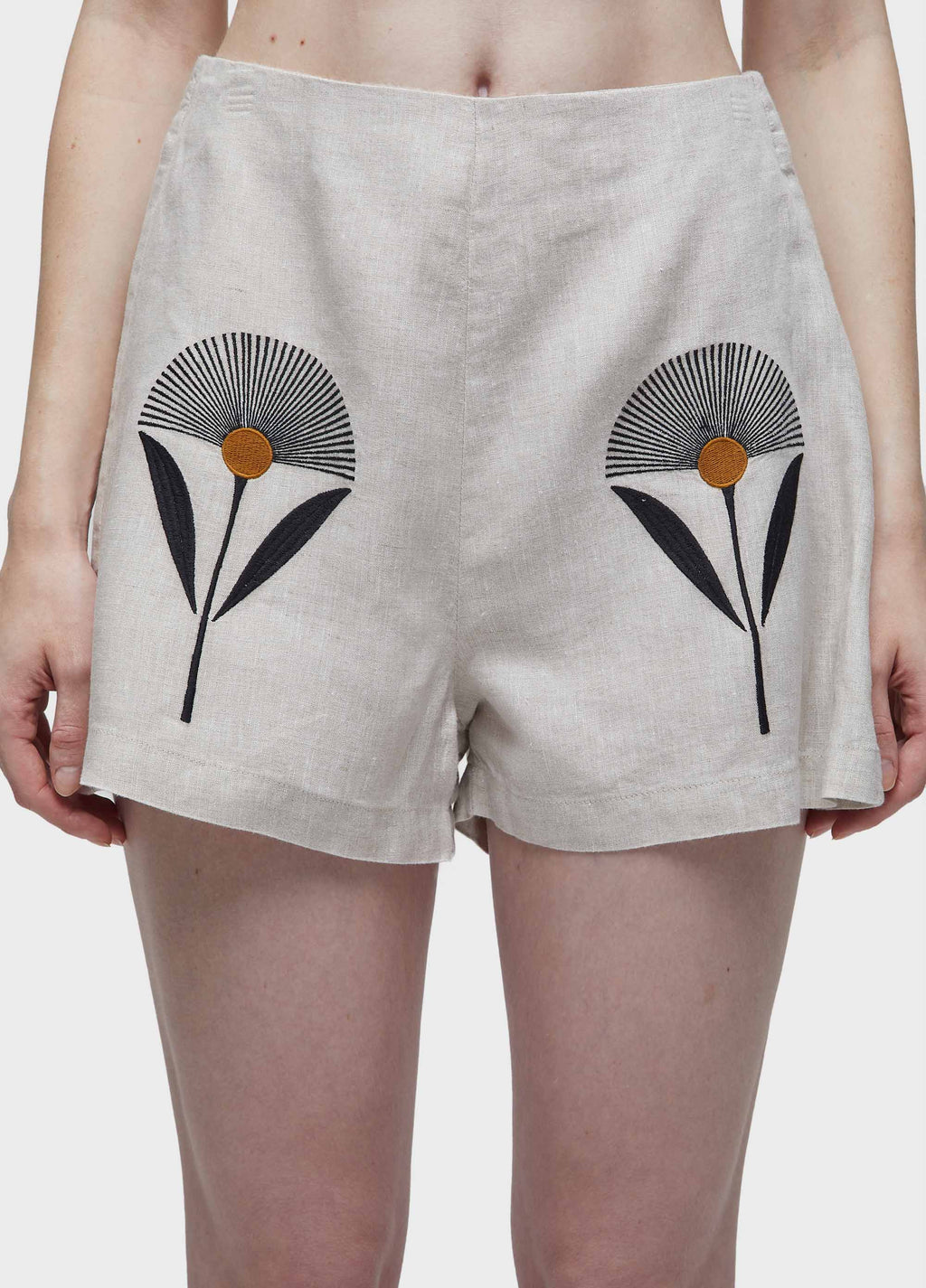 EMBROIDERED SUNFLOWER SHORTS