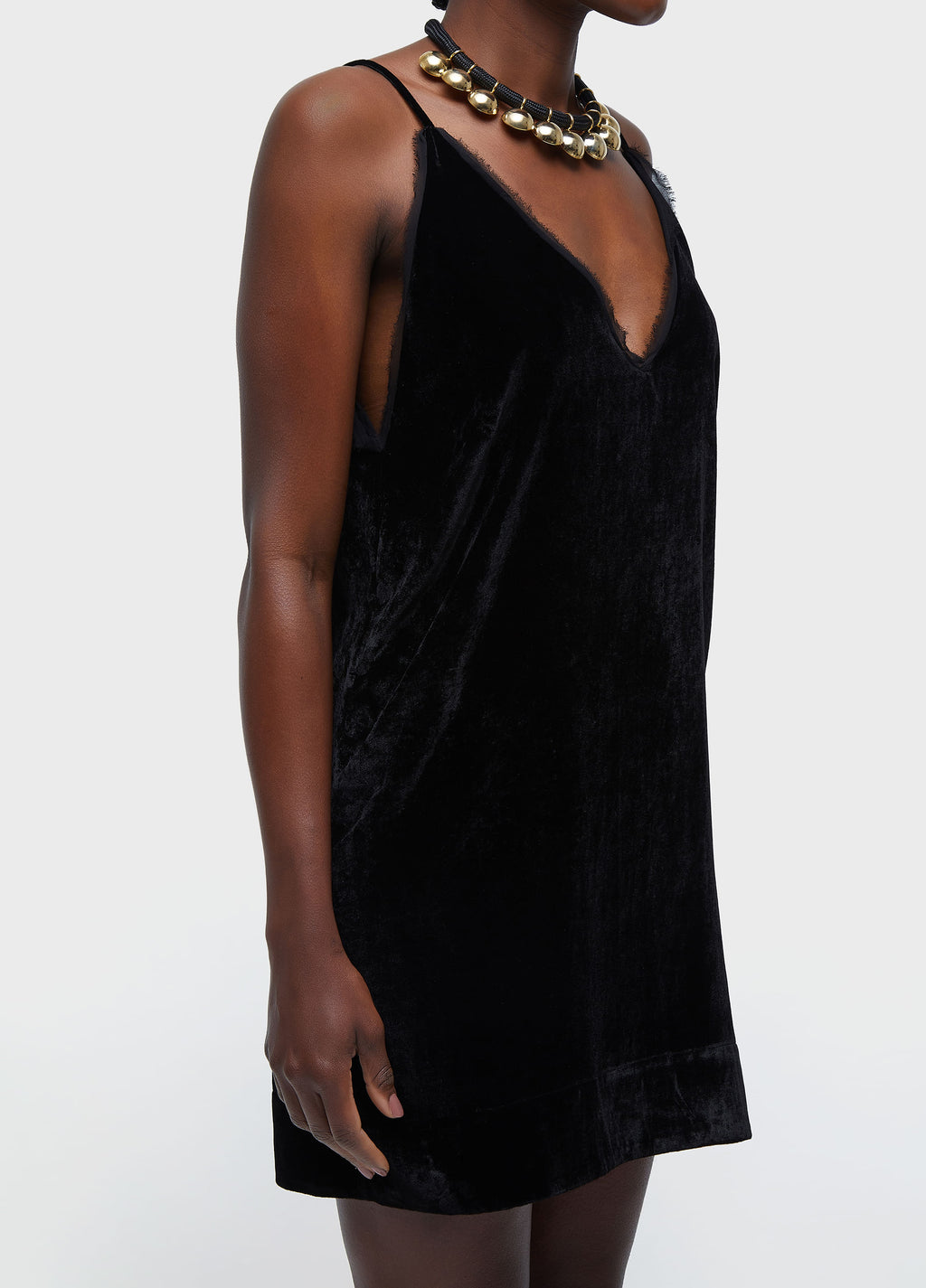 STRAPPY SHORT VELVET DRESS