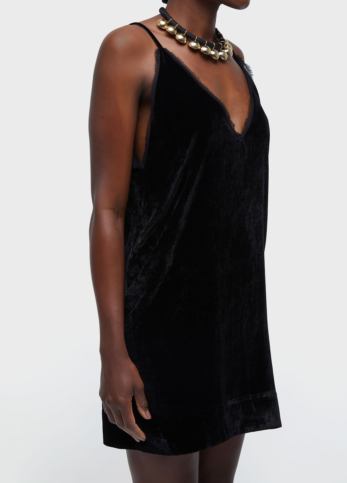 STRAPPY SHORT VELVET DRESS