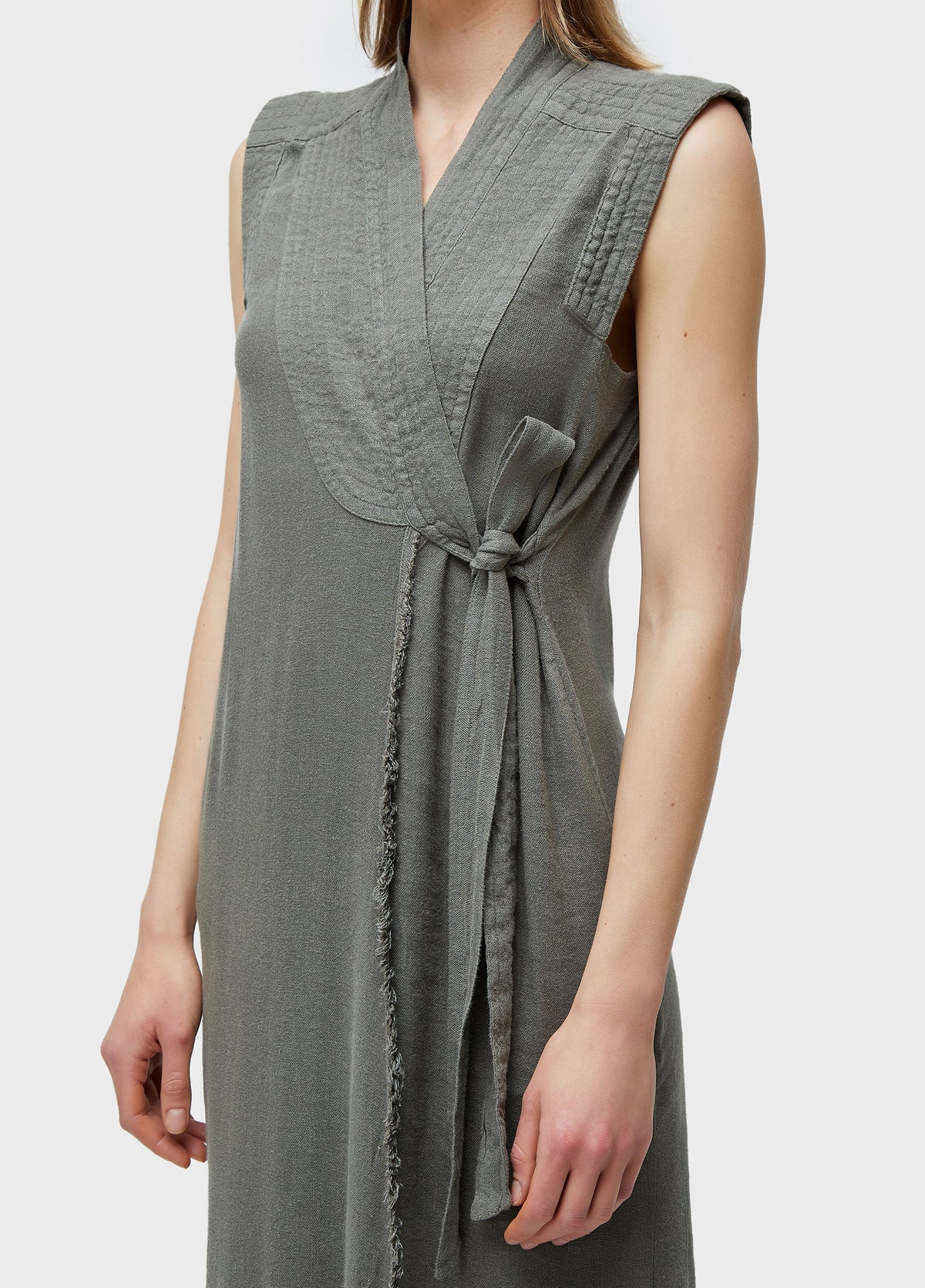 RECYCLED LINEN TIE DRESS