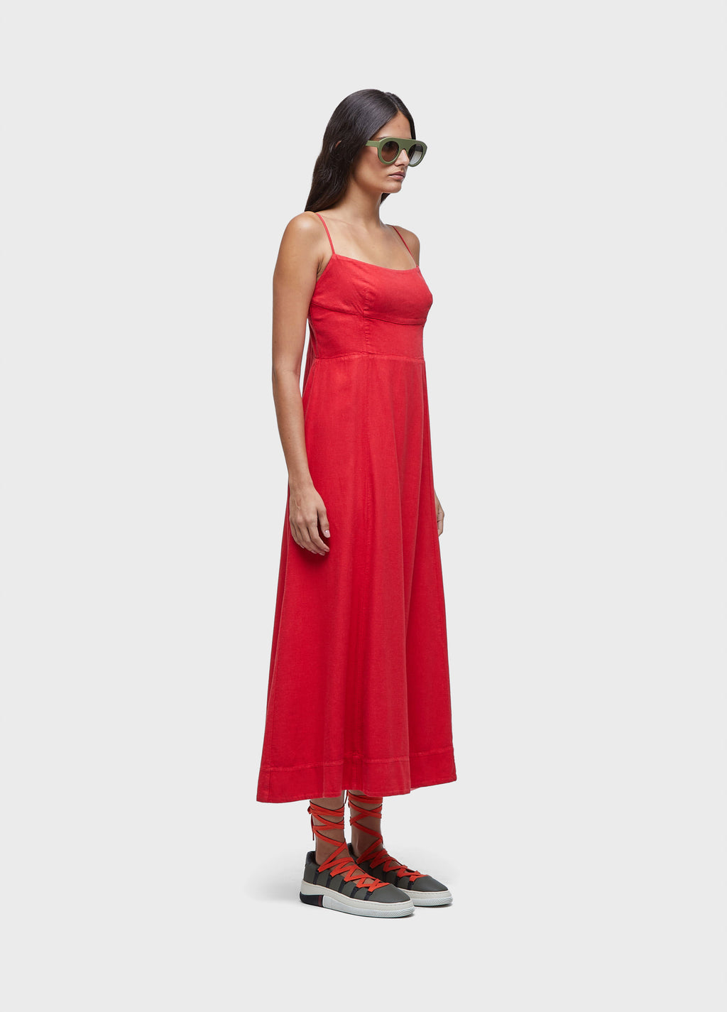 LINEN STRAP DRESS