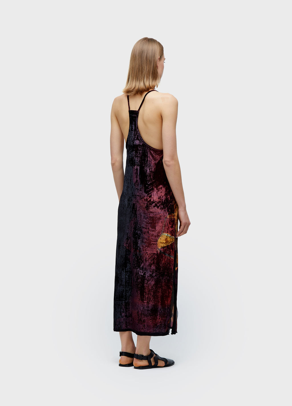 ROSE GLITCH VELVET STRAP DRESS