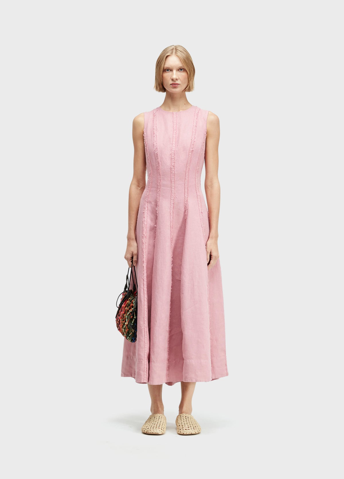 VESTIDO SLEEVELESS LINHO DESFIADO
