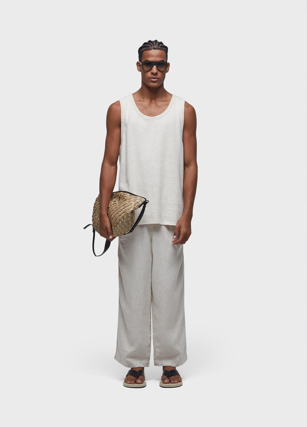 RIB KNIT YOKE TANK TOP
