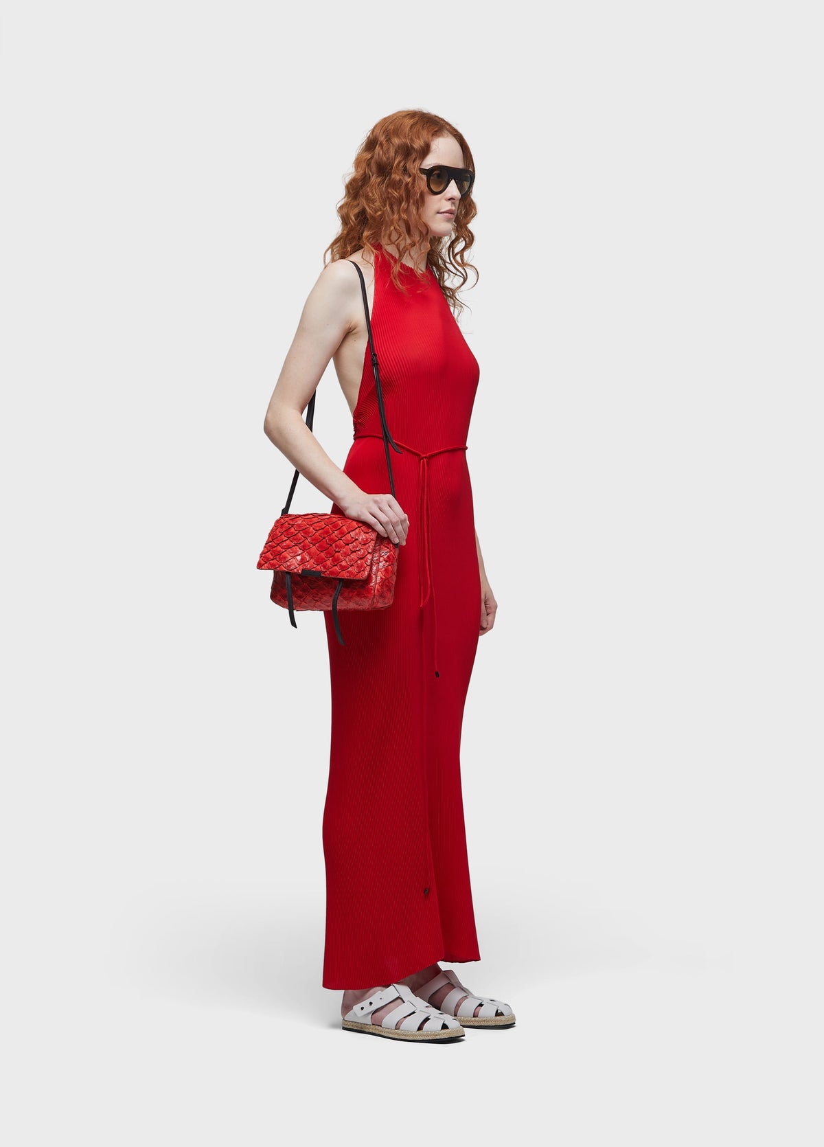 PLEATED HALTER DRESS