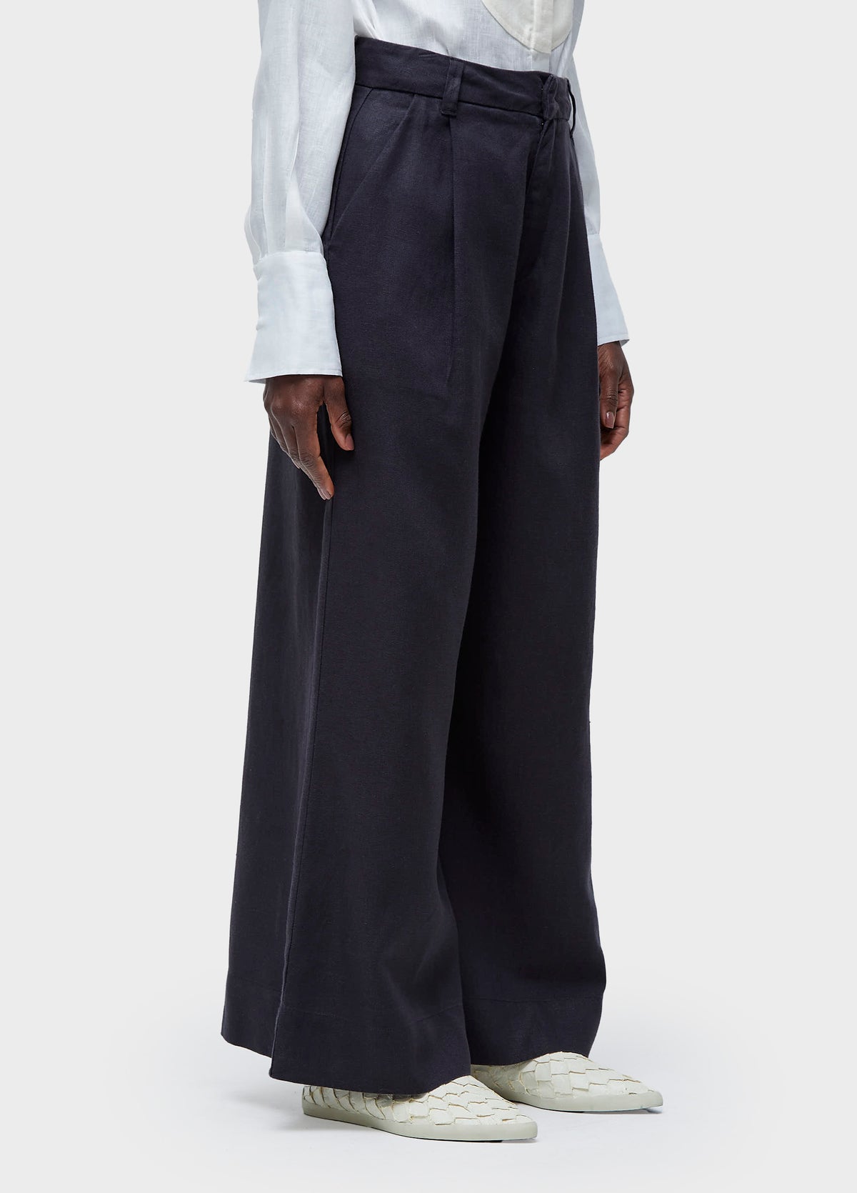 WAXED LINEN TUXEDO TROUSERS
