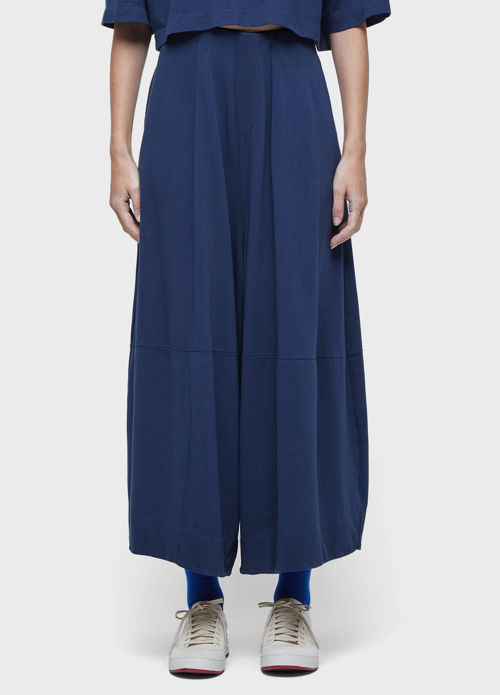NAVY WIDE-LEG PANTS