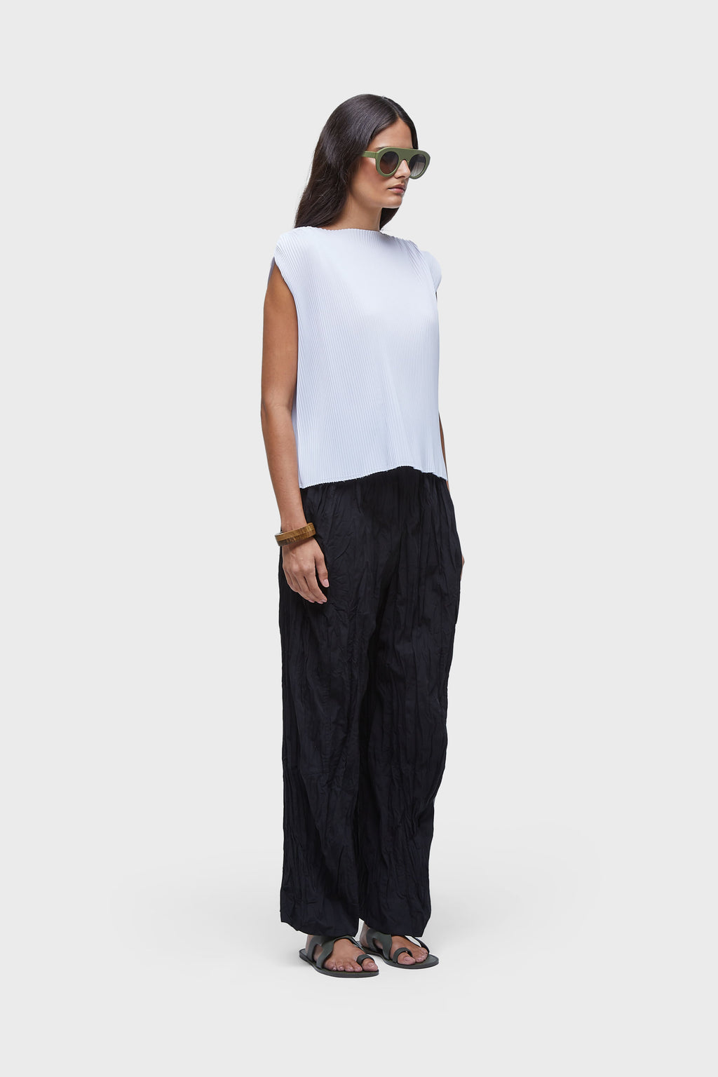 TRICOLINE WRINKLED PANEL PANTS