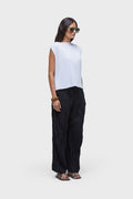 TRICOLINE WRINKLED PANEL PANTS