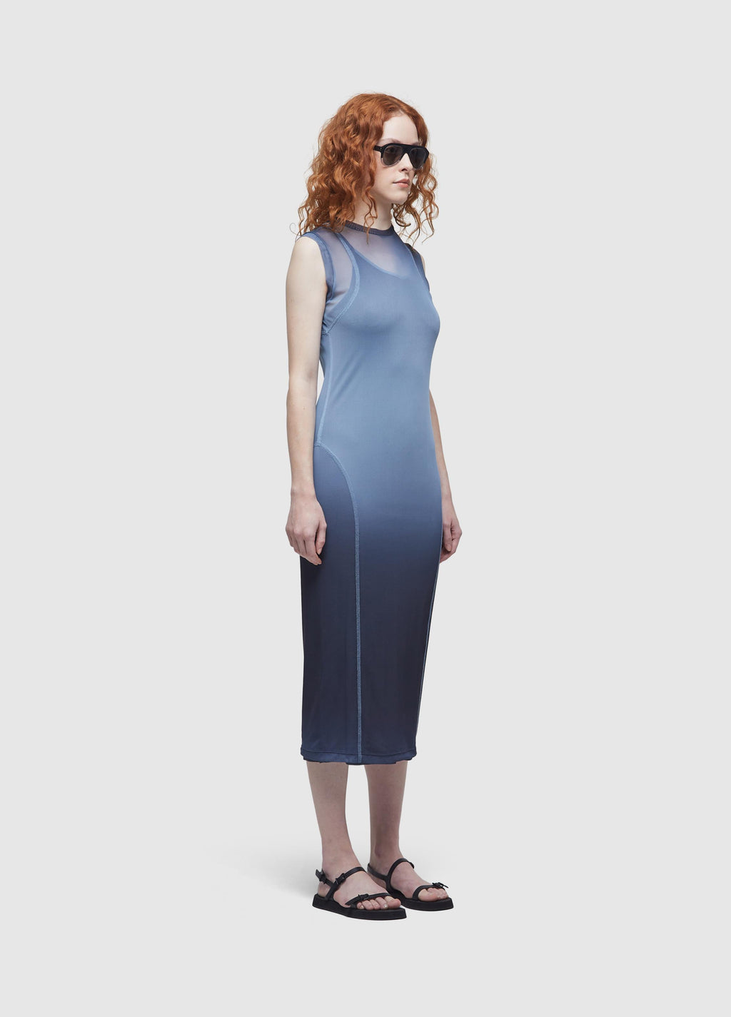 OMBRE TULLE LONG-SLEEVED DRESS