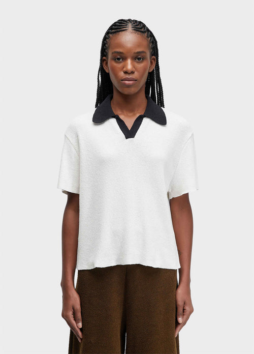 RIB KNIT OVERSIZED POLO SHIRT