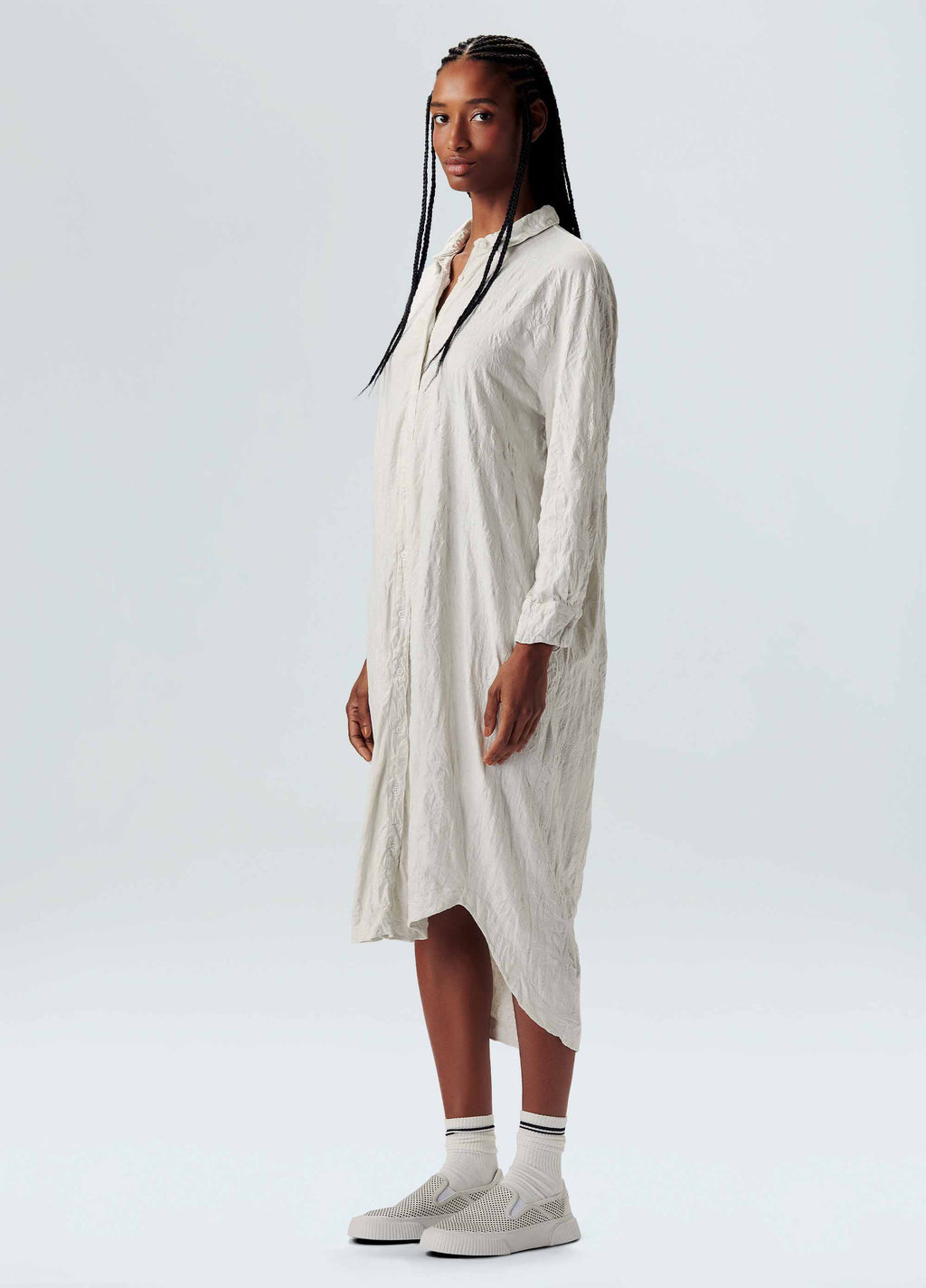CASUAL CRINKLED SHIRT DRESS