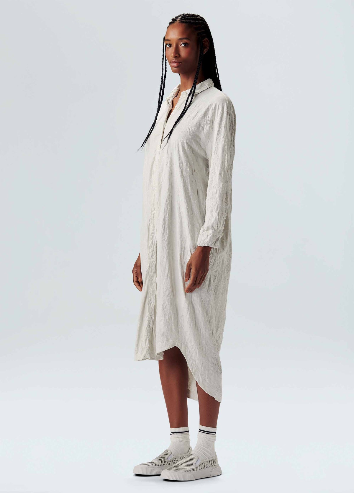 CASUAL CRINKLED SHIRT DRESS