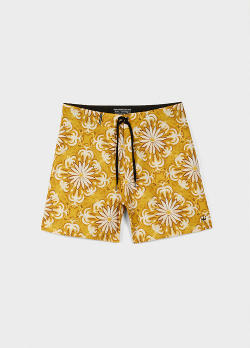 AQUAONE FLEX DAISY TILE SURF SHORTS