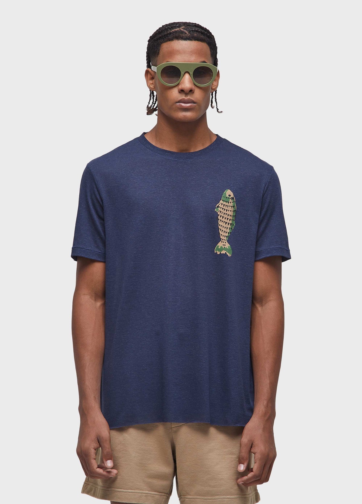 LIGHT LINEN FISH SHORT SLEEVE T-SHIRT