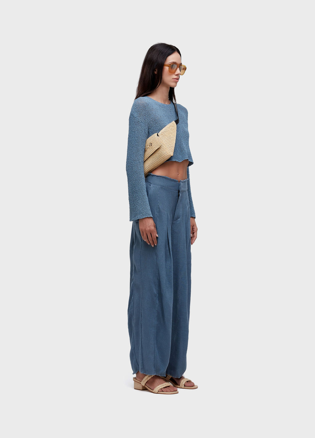 PLEATED RECYCLED LINEN TROUSERS