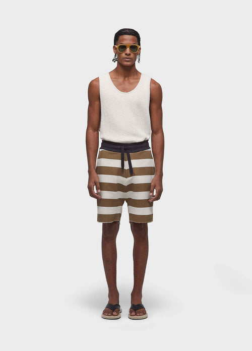 STRIPED FLEECE CASUAL SHORTS